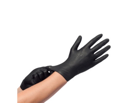   Handschoenen Nitrile zwart omdoos 10 doosjes &agrave; 100 stuks