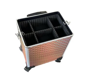 Visagie-nagelstyliste koffer ROSE GOUD op 4 zwenkwielen