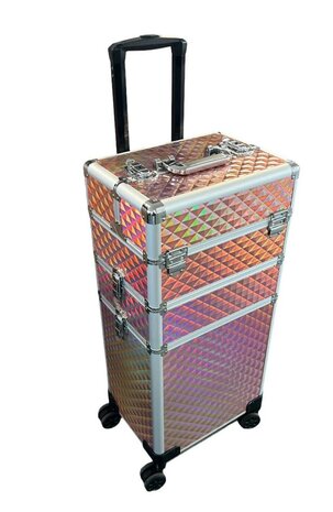Visagie-nagelstyliste koffer ROSE GOUD op 4 zwenkwielen