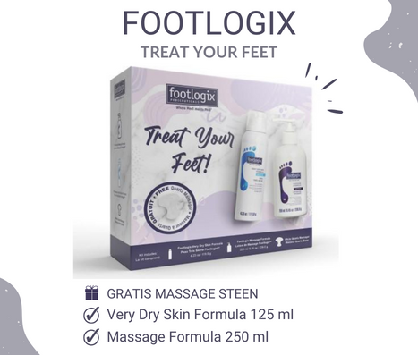 Footlogix Promo Offer - Very Dry Skin 125 ml, Massage Formula 250 ml + GRATIS massagesteen