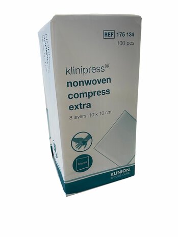 Klinion Gaas Compress nonwoven 10x10 8 laags 100 st.